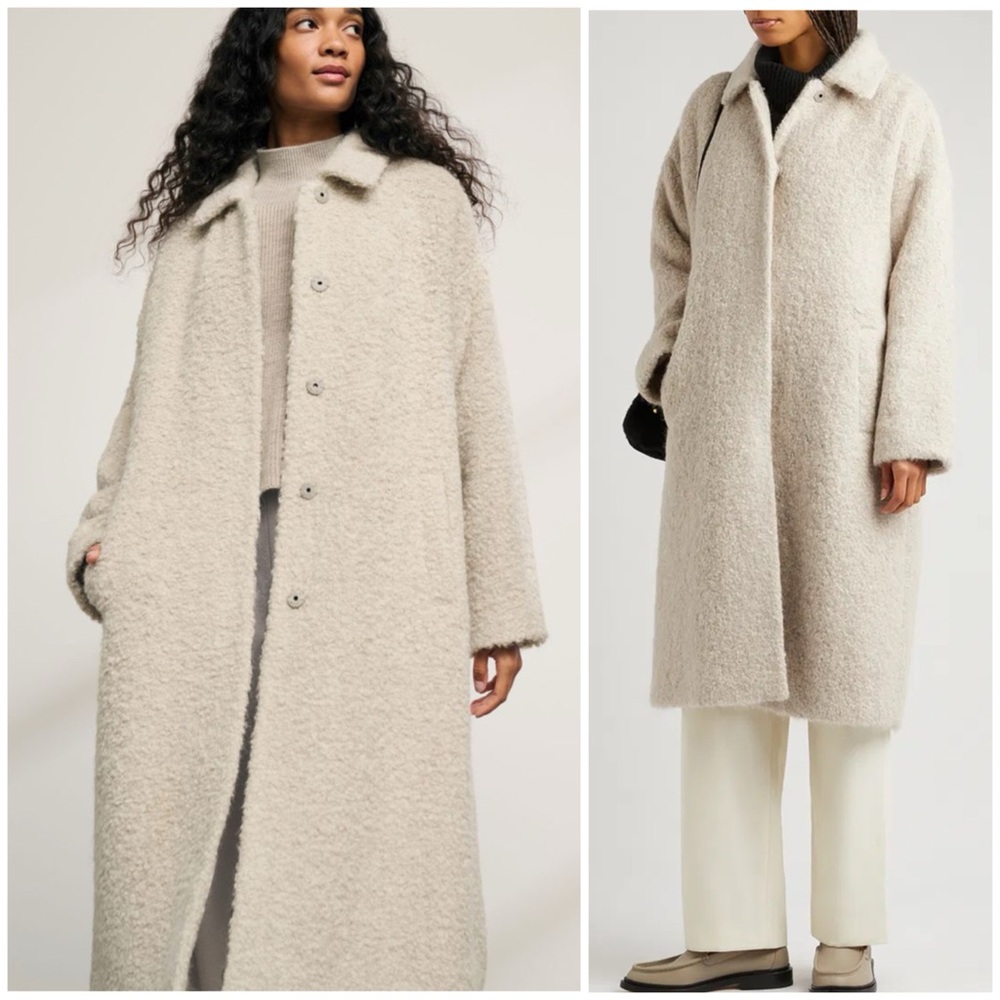 EILEEN FISHER Alpaca Blend Beige Long Coat SZ XL - Picture 1 of 10